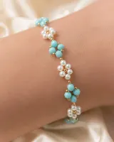دستبند ظریف دخترانه مدل فیروزه  کد 003